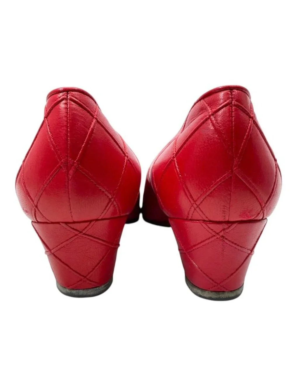 Chanel Quilted Pumps Leather Red High Quality Daily Practical Heel